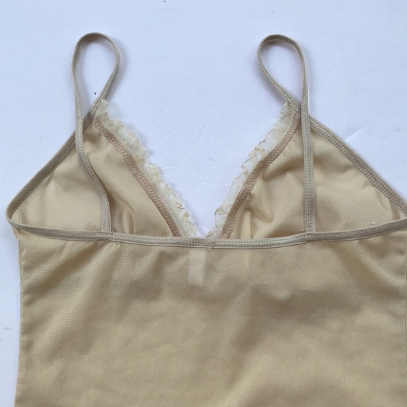 Vintage 90s Y2k Mesh Coquette Sexy Fairy Festival Cami Tank Top Baby Tee Bow Tan - Picture 10 of 17